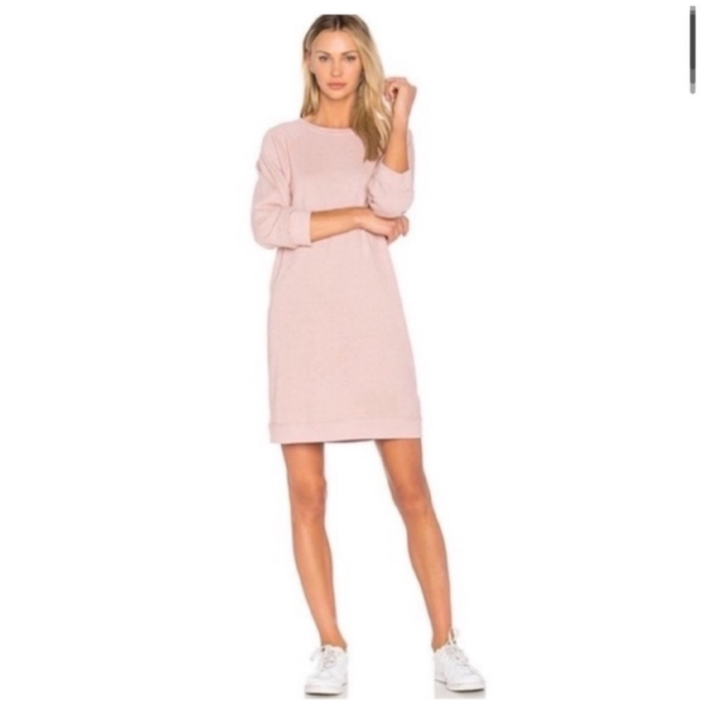 Monrow Vintage Sweatshirt Dress in Cheeky Pink size small